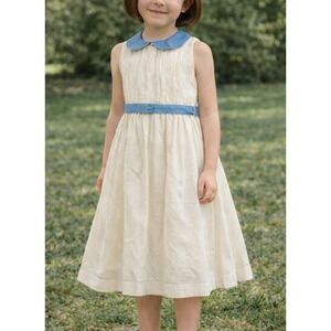Vintage Girls Dress Cream & Blue (size 7) As Is (Loves)
